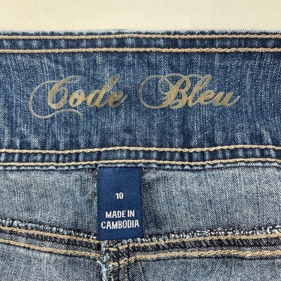Code Bleu Jean Skirt Womens Size 10 Blue Denim Pockets Slit - Picture 2 of 9